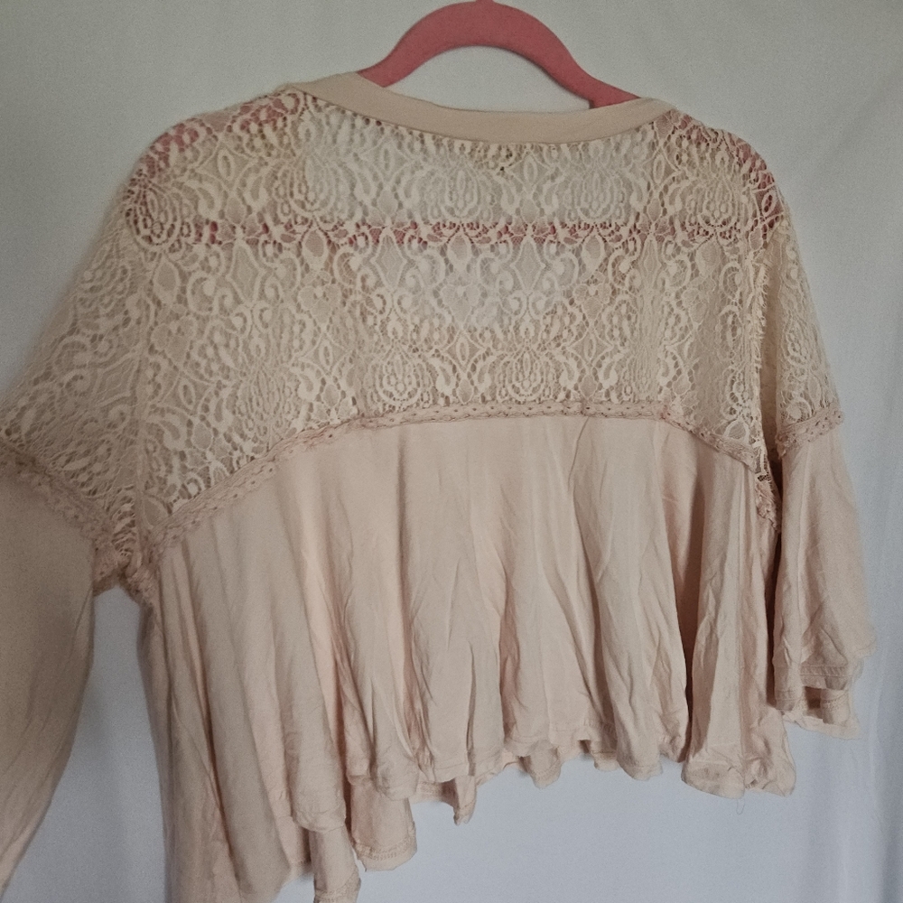 POL Elegant Lace Trimmed Light Pink Crop Top Size L NWOTs - Picture 5 of 8